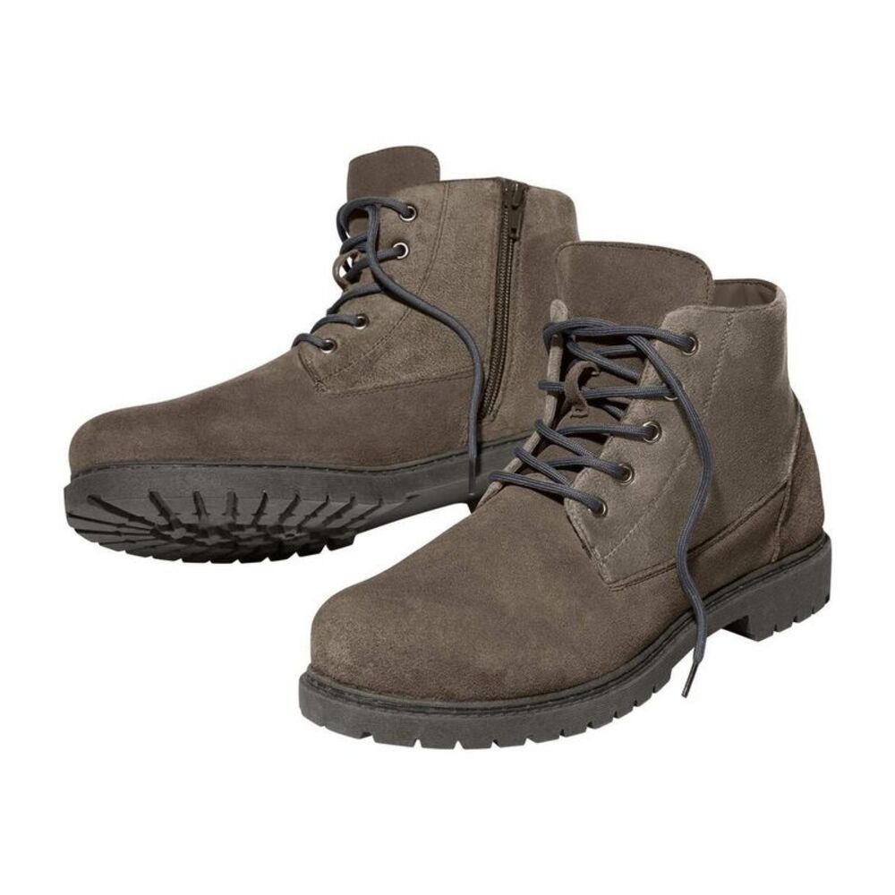 Atlas For Men Mens Split Leather Side Zip Ankle Boots / Brown